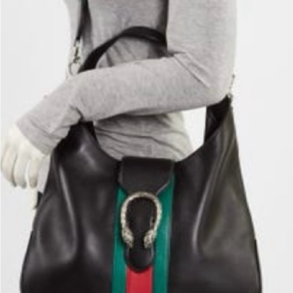 Gucci Dionysus Leather Webs Stripe Medium Hobo Shoulder Bag